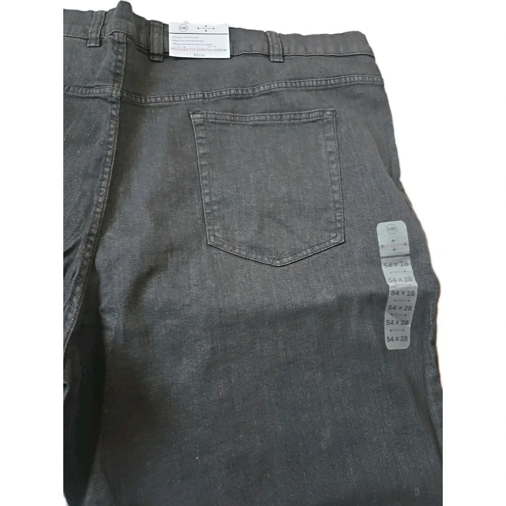 NWT Harbor Bay Men's Black Relaxed Fit Stretch Denim Jeans Big & Tall 54x28 DXL